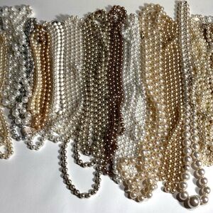 Vintage Faux Pearl Necklace Lot 20 Colors Lengths Many w Clasps Shabby Chic